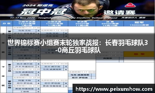 世界锦标赛小组赛末轮独家战报：长春羽毛球队3-0商丘羽毛球队